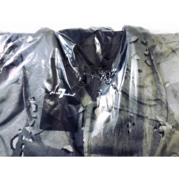 7 For All Mankind Mens Gray Camo Hooded Button Front Light Army Jacket Sz L New - Picture 6 of 9